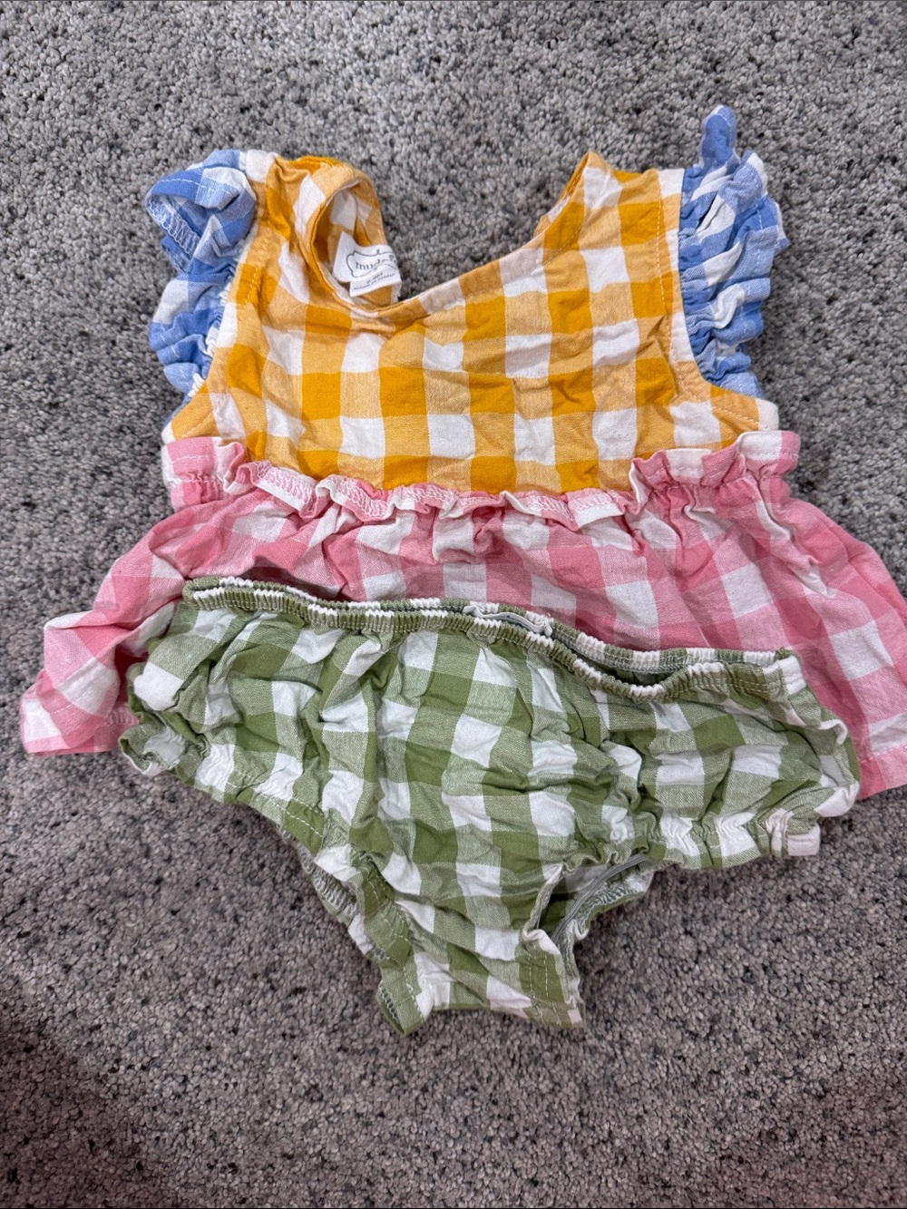Mud Pie Multi-Color Gingham Ruffle Dress with Bloomers